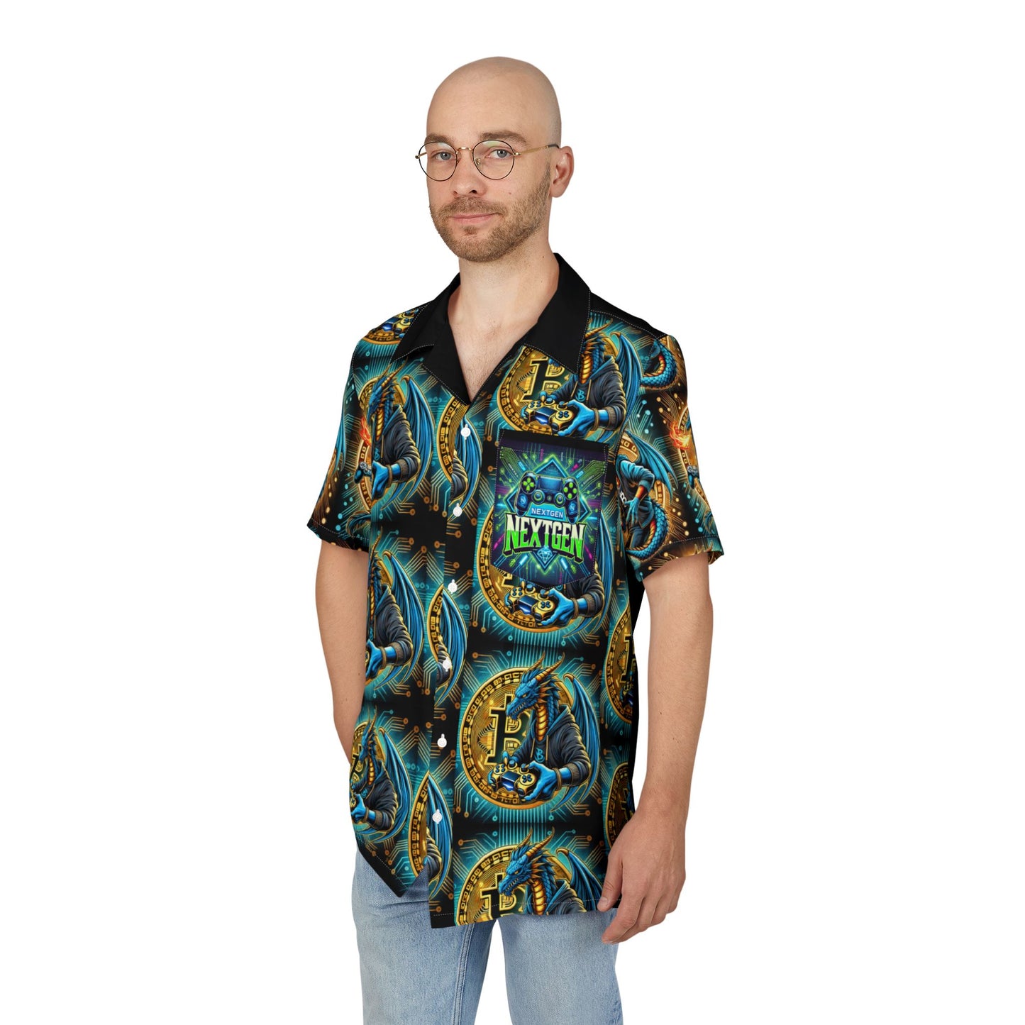 Bitcoin Gaming Dragon  Button-Down Shirt