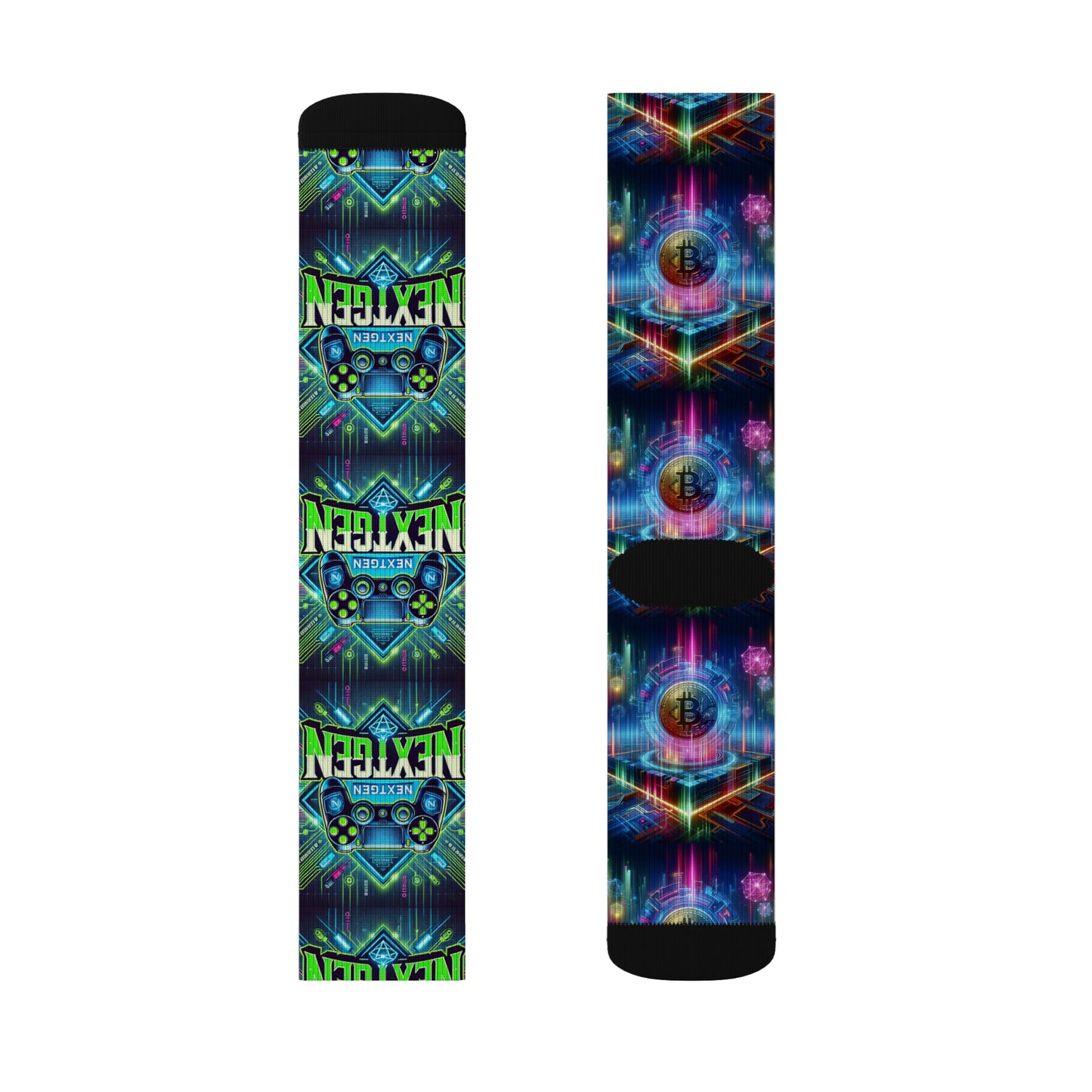 Vibrant Next Gen Sublimation Socks - Colorful Graphic Design for Gamers and Trendsetters