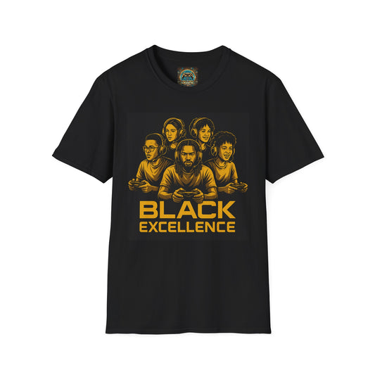 Black excellence front Gaming Finance back T-Shirt | Bridging the Gap | Black Excellence | Unisex Tee | Gaming Fan Gift