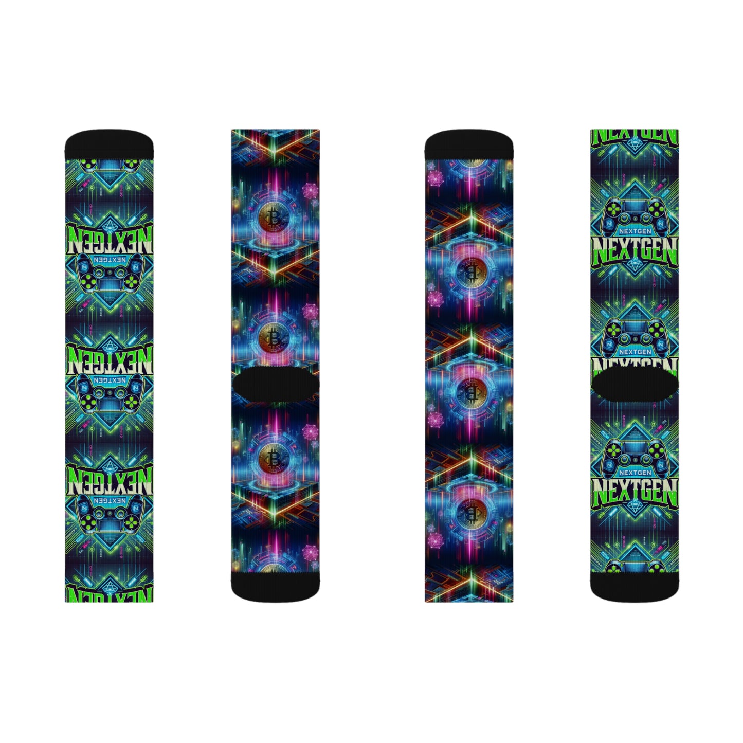 Vibrant Next Gen Sublimation Socks - Colorful Graphic Design for Gamers and Trendsetters