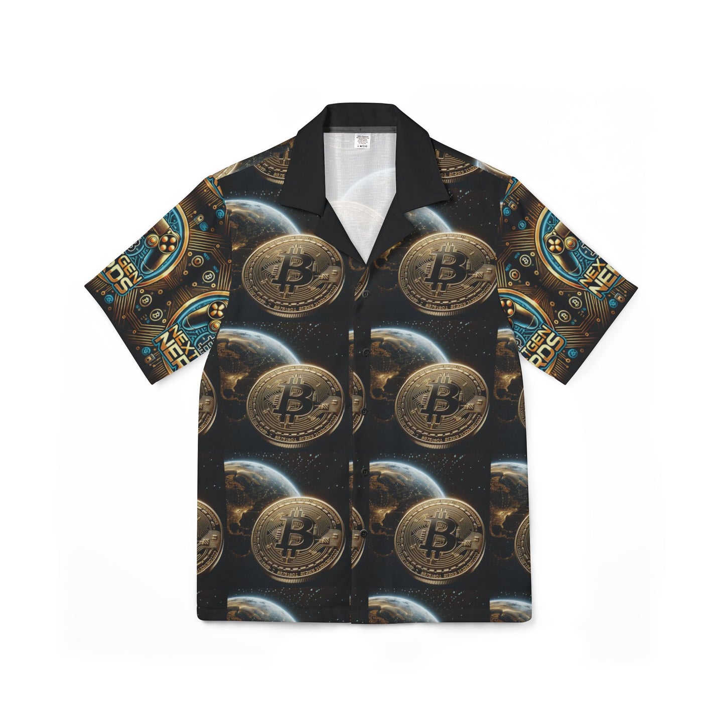 Men's Hawaiian Crypto Camp Shirt - Stylish Bitcoin Print for Summer Vibes