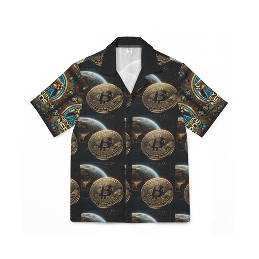 Men's Hawaiian Crypto Camp Shirt - Stylish Bitcoin Print for Summer Vibes